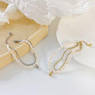Freshwater Pearl Layered Alloy Bracelet