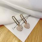 Heart Faux Pearl Dangle Earring Bm1913 - 1 Pair - White Faux Pearl - Gold - One Size
