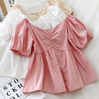 Shirred Front Short-sleeve Top