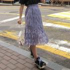 Band-waist Crinkled Floral Chiffon Skirt