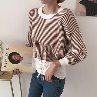 Striped Corset Waist Sweater