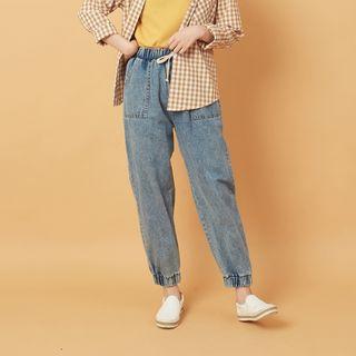Elastic Waist Harem Jeans Blue - One Size