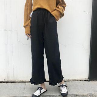 Frill-trim Wide-leg Pants