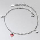 Strawberry Sterling Silver Anklet 1 Pc - Strawberry Sterling Silver Anklet - Silver - One Size