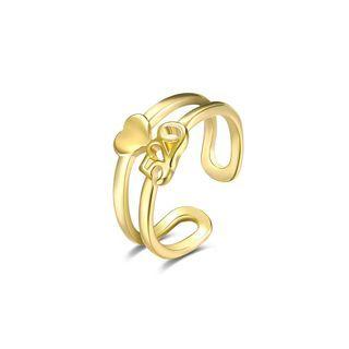 Fashion Plated Gold 520 Heart Shaped Adjustable Open Ring Golden - One Size