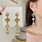Faux Pearl Alloy Dangle Earring 1 Pair - Ear Studs - Gold - One Size