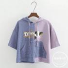 Short-sleeve Hooded Panel T-shirt