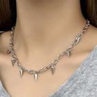 Stud Fringed Alloy Choker D-384 - Silver - One Size