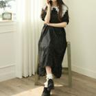Lace-collar Dot Long Dress