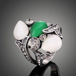 Rhinestone & Cat Eye Stone Ring