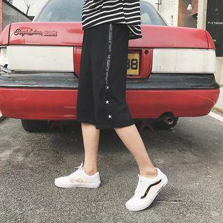 Lettering Strap Cropped Pants