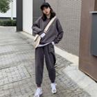 Set: Mock Two-piece Embroidered Pulllover + Sweatpants As Shown In Figure - One Size