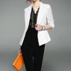 Pinstripe 3/4-sleeve Blazer