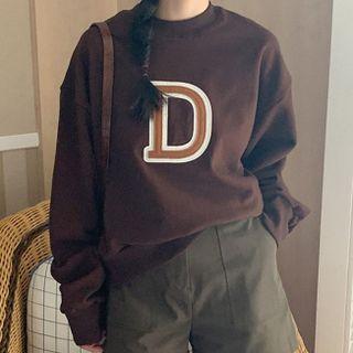 Lettering Sweatshirt Lettering - Coffee - One Size