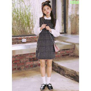 Sleeveless Glen-plaid Check Mini Dress