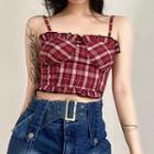 Plaid Ruffled Crop Camisole Top