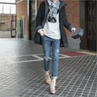 Funnel-neck Zip-up Padded Coat