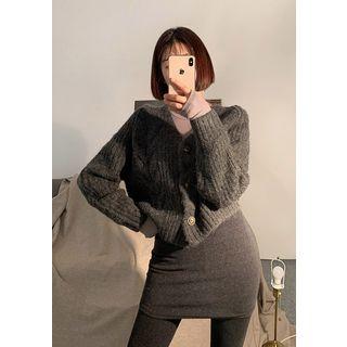Rib-knit Short Cardigan