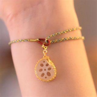 Lotus Root Faux Gemstone Pendant String Bracelet