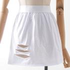 Distressed Mini A-line Skirt Ripped - White - One Size
