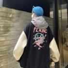 Two-tone Print Zip-up Hoodie