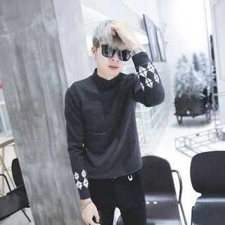 Jacquard Mock Neck Sweater