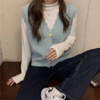 Single-breasted Sweater Vest / Knit Top