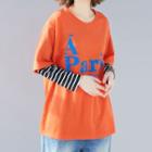 Mock Two-piece Lettering Long-sleeve Striped T-shirt