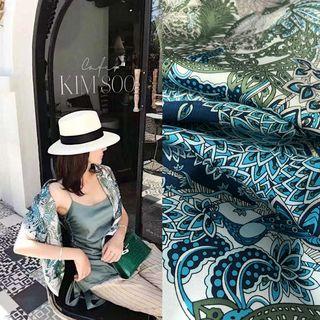 Printed Neck Scarf Green - One Size