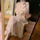 Set: Cardigan + Spaghetti Strap Lace Dress