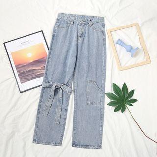 Pocket Lace-up Shift Jeans