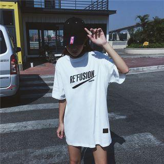 Couple Matching Lettering T-shirt 001.286 - Blue - L