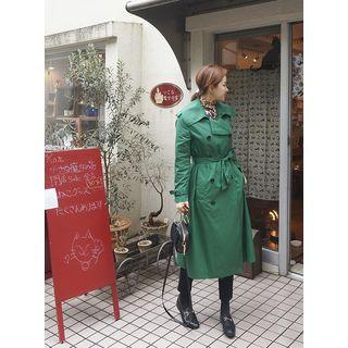 Wide-collar Double-breasted Trench Coat