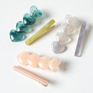 Set Of 2: Heart / Bar Resin Hair Clip