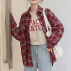 Plaid Shirt Wine Red - One Size