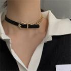 Chain Buckled Choker Black & Gold - One Size