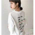Couple Matching Embroidered Back Elbow-sleeve T-shirt