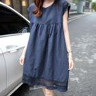 Short-sleeve Lace Hem A-line Dress