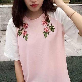 Embroidered Raglan Short-sleeve T-shirt