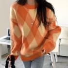 Check Sweater Tangerine - One Size