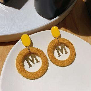Lettering Hoop Drop Earring 1 Pair - One Size