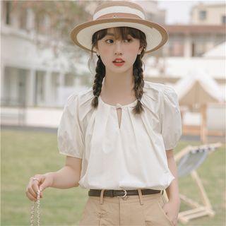 Crewneck Plain Cutout Oversize Blouse