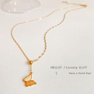 Butterfly Pendant Stainless Steel Necklace 1 Pc - X525 - Gold - One Size