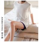 Loungewear Set: Plain Short-sleeve T-shirt + Shorts Set Of 2 - 22 - 72089 - T-shirt - White - One Size / Phorts - Black - One Size