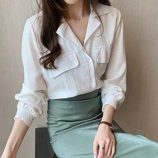 Plain Pocket Detail Blouse