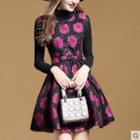 Rose Jacquard Sleeveless A-line Dress