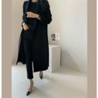Open-front Cashmere Blend Long Coat Black - One Size