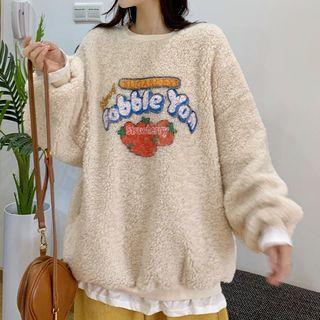 Mock-neck Graphic Print Fleece Sweatshirt
