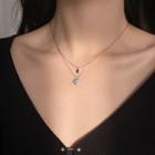 Heart Rhinestone Pendant Layered Alloy Necklace Necklace - Love Heart - Silver - One Size