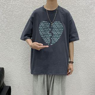 Heart-broke Printed Elbow-sleeve T-shirt